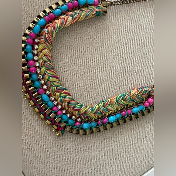 Colorful Boho Braided Rope Statement Necklace - Picture 4 of 6